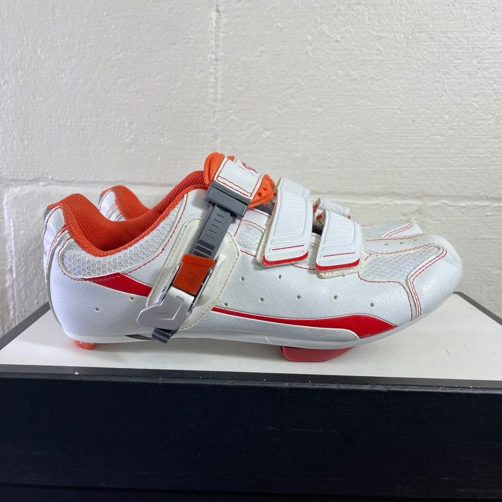 Peloton Cycling Indoor Shoes Bike Cleats White Orange Women's Size 9 US/40 EU